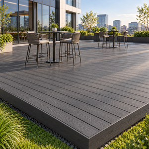 Terraza Prefabricada de WPC para Barbacoa en el Patio Trasero, con Estructura de Acero Galvanizado y Altura Ajustable - Product Image 4