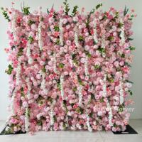 Fleur murale 3D en soie dégradée rose pour l'aménagement d'événements, fleur enroulable 3D, toile de fond florale, décoration murale de mariage