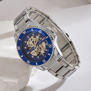 自動メカニカルシルバートーン腕時計Tourbillonムーブメントミネラルガラスケースクロノグラフステンレススチール22mmビジネス - Product Image 3