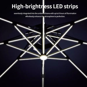 Sombrillas de Banco con Energía <span class=keywords><strong>Solar</strong></span> Impermeables, Luces LED, Sombrilla de Patio con Base y Energía <span class=keywords><strong>Solar</strong></span> con Luces LED - Product Image 3