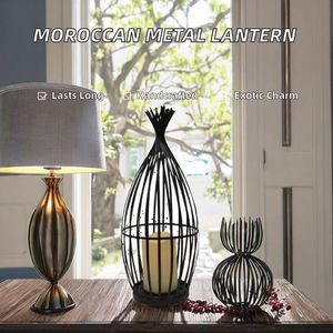Lanterne en fer de style marocain de haute qualité et durable, porte-bougie, impression OEM pour la maison, les mariages, l'extérieur, Noël - Product Image 2