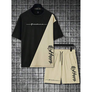 Set di t-shirt con lettere colorate alla moda da <span class=keywords><strong>uomo</strong></span> semplice <span class=keywords><strong>abbigliamento</strong></span> alla moda per lo stile Casual intelligente stagione estiva all'ingrosso - Product Image 4