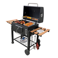 Barbecues de luxe modernes en acier émaillé réglables, four à charbon de bois pliable sans fumée pour camping extérieur sur chariot