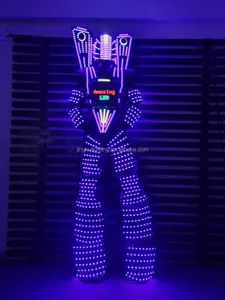 Traje LED Robot kostüm giysi tepedeki yürüyüş ışık takım elbise ceket göğüs ekran kask lazer