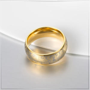 Anillo de Acero de Titanio con Patrón Mitológico Chino Taotie, Color Azul, Dorado y Negro, Joyería Masculina para Uso Diario - Product Image 3