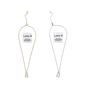 Collana con Ciondolo a Forma di Lettera B in Diamanti, Catena in Acciaio Inossidabile da 6mm - Product Image 1