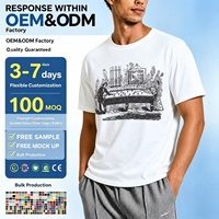 T-shirts pour hommes en coton blanc pur, col rond, manches courtes, impression DTG sur le devant, coupe courte, épaules tombantes, respirants, taille S