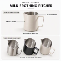 Kingze Outils personnalisés pour barista Tasse à mousseur à lait en acier inoxydable 350ml 600ml Pichet à lait à bec pointu
