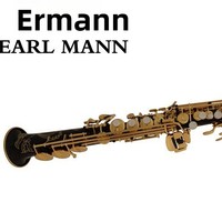 Ehrman Earl Mann Black Paint Gold Lacquer Brass BB Tone Soprano Saxophone Drop B