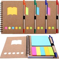 Carnet à spirales Kraft personnalisé avec logo, 4 packs, ligné, avec porte-stylo et notes adhésives, pour cadeau promotionnel d'entreprise