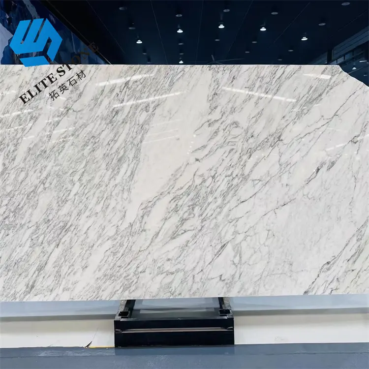 Bán buôn Ý tự nhiên khối chủ sở hữu Bianco Carrara siêu mỏng đánh bóng màu xám trắng phiến đá cẩm thạch đá cho bàn để bán