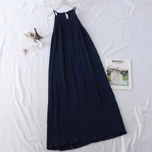 Elegante Vestido Largo de Verano para Mujer con Cuello Halter sin Mangas, Estilo <span class=keywords><strong>Princesa</strong></span>, Espalda Descubierta, Plisado, Novedad de Temporada, Falda Larga de Moda para Fiestas - Product Image 5
