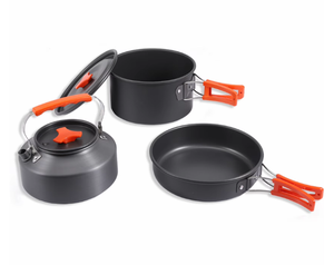 <span class=keywords><strong>Set</strong></span> di Utensili da Campeggio in Alluminio Anodizzato di Alta Qualità, Compatibile con Fornelli a Gas, Pentole e Padelle da 1-2L, Kit Completo Tutto-in-Uno - Product Image 1
