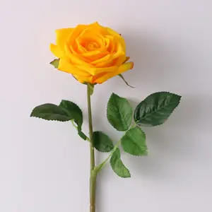Wedding Rose M439 High Quality Competitive Price Real Touch Silk Rose Pink Yellow Latex Artifical Roses Real Touch For Wedding Decoration
