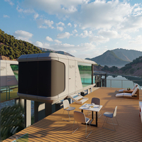 Capsule de logement de bureau en structure acier, imperméable, avec un design moderne et des fonctionnalités solaires