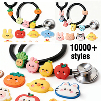 Charmes de stéthoscope en PVC mignons, décorations sur le thème des fleurs et des animaux, cadeaux pour les infirmières, les professionnels de la santé, accessoires de charme de stéthoscope