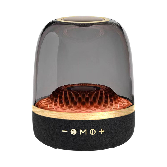 2024 Hot Selling Music Player Portable Subwoofer Transparent Glass Colorful RGB Surround Sound Wireless Speaker for Home