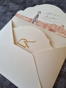 Ensemble d'invitations de mariage de poche à trois volets différent lieu tirage au sort enveloppe de poche texturée Rsvp Invitations de mariage ivoire - Product Image 5