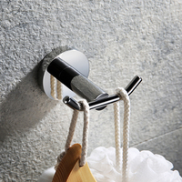 Porte-manteau mural double en acier inoxydable, crochet pour peignoir, porte-chapeau, porte-serviette de salle de bain, finition argent noir mat