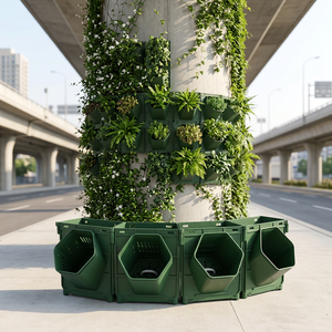 Green PP <b>Vertical</b> Garden <b>Planter</b> <b>Wall</b> Hanging Flower Pot with Drainage Hole Self Watering for Home Hotel Garden - Product Image 3
