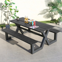 Table à manger moderne en métal ensemble de chaises banc de pique-nique commercial d'extérieur meubles de patio pour parc hôtel école ou villa ensemble de table
