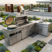Ensemble de cuisine extérieure multifonctionnel en acier inoxydable, résistant aux chocs, sur mesure pour villa, idéal pour jardin