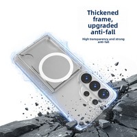 Étui de téléphone magnétique avec poche pour carte intégrée 2 en 1 Samsung Galaxy S24 Ultra, coque de protection transparente en cristal avec porte-cartes