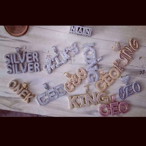 사용자 정의 아이스 아웃 알파벳 힙합 쥬얼리 여성 목걸이 편지 맞춤 이름 다이아몬드 쿠바 체인 펜던트 목걸이 - Product Image 3