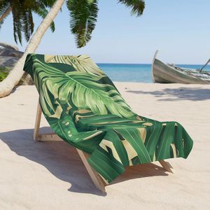 Toalla de playa extragrande de algodón 100% suave rectangular con estampado tropical de alta calidad personalizada - Product Image 5