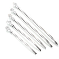 Accessoires de Bar Cuillère à filtre réutilisable pour paille à thé en métal Cuillère à paille en acier inoxydable 304