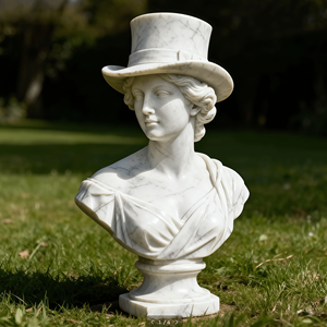 Sculture Eleganti di Donne in Marmo Personalizzate, Sculture di Donne con Cappello in Stile Britannico <span class=keywords><strong>per</strong></span> Decorazioni Esterne - Product Image 4