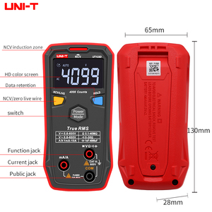 UNI-T ut123 ut123d Mini kỹ thuật số vạn năng; AC DC điện áp Meter kháng nhiệt độ Tester NCV ebtn Màn hình màu - Product Image 5