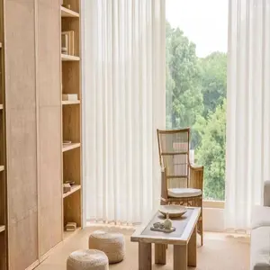 Grosir gorden linen transparan bagus Eropa tirai jendela warna-warni bordir ruang tamu tirai murah
