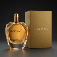 Flacon de parfum de luxe rechargeable au design moderne, 80 ml, flacon de parfum en verre vide recyclable avec couvercle en forme de T doré