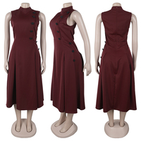 Robes de bureau tendance pour femmes grandes tailles, élégantes et décontractées, à taille haute, col montant, sans manches, pour l'été