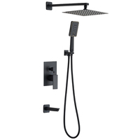 Système de douche encastré 3 fonctions en or SS304 avec mitigeur de baignoire en laiton 3 voies, fonction double chaud et froid