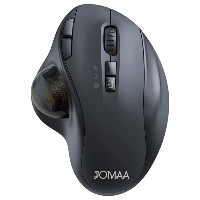 JOMAA Wireless USB Trackball Mouse Ergonomic 2.4G Rechargeable Rollerball Easy Thumb Control 3 Adjustable CPI Gaming