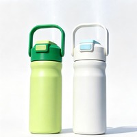 Bouteille isotherme en acier inoxydable à double paroi de 700 ml, anti-fuite, avec paille et poignée, pour sports de plein air