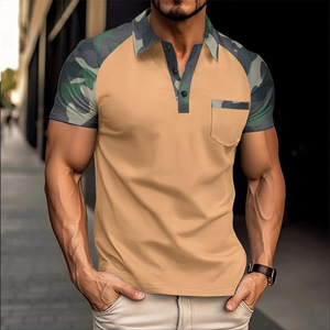 Camiseta de Manga Corta para Hombre, Personalizada, con Estampado de Camuflaje, Tejido de Punto, Transpirable, Informal, con Bolsillo - Product Image 2