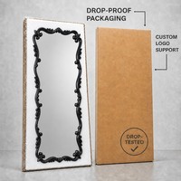 Miroir pleine longueur FRH Gold Ornate Baroque 80x170cm, cadre sculpté en MDF, verre HD, décoration de chambre d'hôtel de luxe, vente en gros OEM