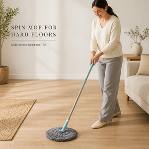 Vente flash : Serpillère télescopique en microfibre, nettoyage à 360 degrés, essorage automatique, essorage à quatre côtés, manche en acier, forte déshydratation - Product Image 1
