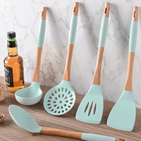 Accessoires de cuisine, outils de cuisson, ensemble de 5 ustensiles de cuisine en silicone de qualité alimentaire avec spatule et cuillère pour la cuisine à domicile