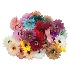 Herfst Chrysant Hoofd Party Cake Decoratie Kunstzijde Bloemen Gerbera