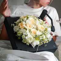 Großhandel Vinyl Phonograph Plattenspieler Acryl Blumen kasten geformt PVC Blumen kasten klar Kunststoff Blumen kasten