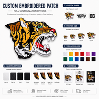 Écusson brodé personnalisé Tête de Tigre Rugissant, Badge Animal Haute Densité, Applique Forme Personnalisée pour Vêtements et Sacs, Vente en Gros Usine