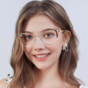 กรอบแว่นตาโลหะ TR90 รุ่น 87330 ทรงวงรีเต็มกรอบ ป้องกันแสงสีฟ้า สำหรับทุกเพศ - Product Image 1