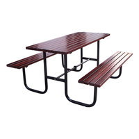 Mobilier de jardin extérieur commercial en plastique, cadre en bois et métal, table de pique-nique de camping avec banc extérieur, terrasse, table à manger pour bière en WPC