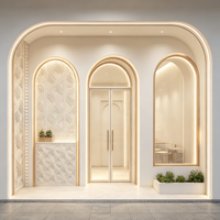 Comptoir de bar à café multi-matériaux CIRI, mobilier de magasin personnalisé, éco-responsable, éclairé par LED, pour restaurant, hôtel, hall d'entrée, café