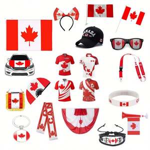 Lot de fans personnalisés drapeau canadien en gros - Casquette de baseball, bandeau et bracelet Coupe du Monde de football 2026, équipement sportif en polyester - Product Image 1