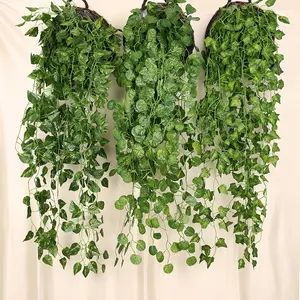 Artificiale creeper appeso a parete indoor pianta verde decorazione della parete fiore rattan pianta artificiale verde aneto foglie di begonia